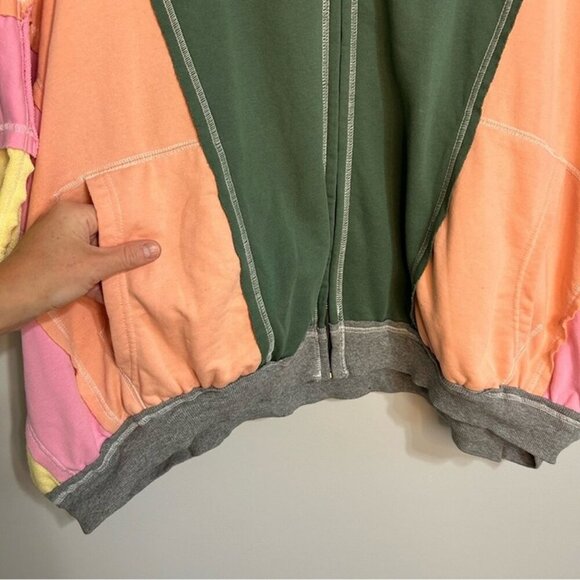 BiBi Oversized Colorblock Green Pink Yellow Orange Full Zip Jacket Women’s 1X - Picture 5 of 8